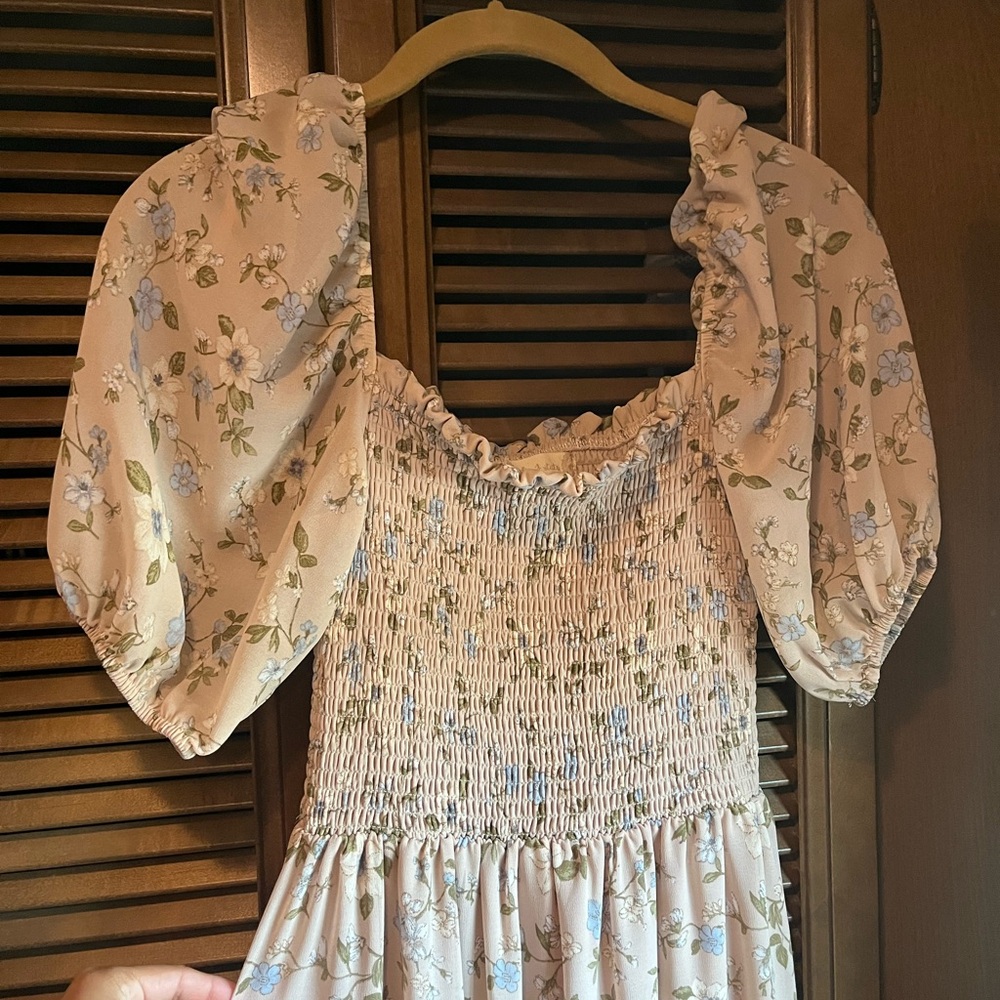 Altar'd State Floral Maxi Dress - Cream and Blue